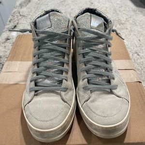 P448 Silver Glitter High Top Sneakers